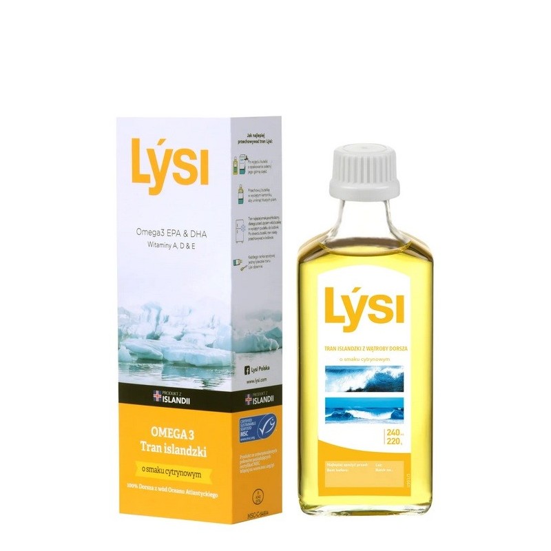 Lysi Tran Islandzki o smaku Cytrynowym 240 ml