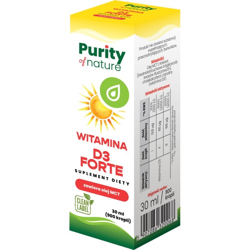 Purity of Nature Witamina D3 Forte 30 ml