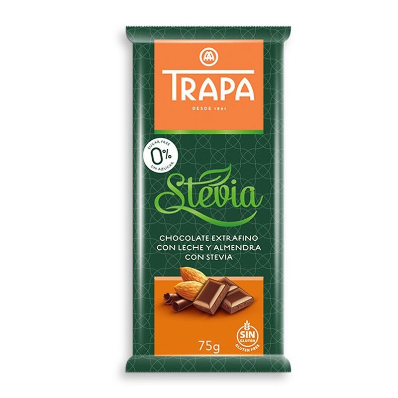 Trapa Czekolada mleczna z migdałami ze stewią 75 g