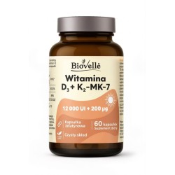 Biovelle Witamina D3 K2 12 000 UI + 200 µg 60 kap