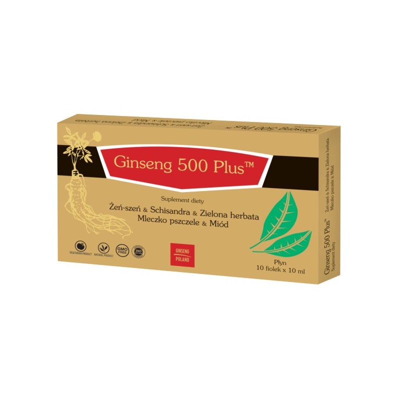 Ginseng Poland Ginseng 500 Plus Płyn 10 X 10 ml