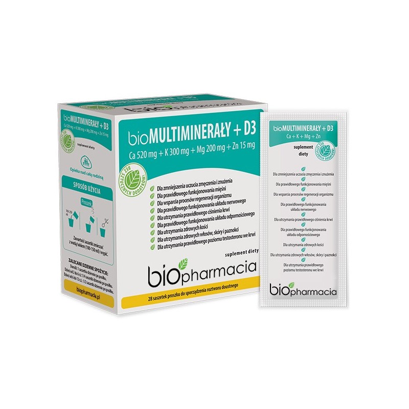 Biopharmacja bioMultiminerały D3 Cynk 28 saszetek
