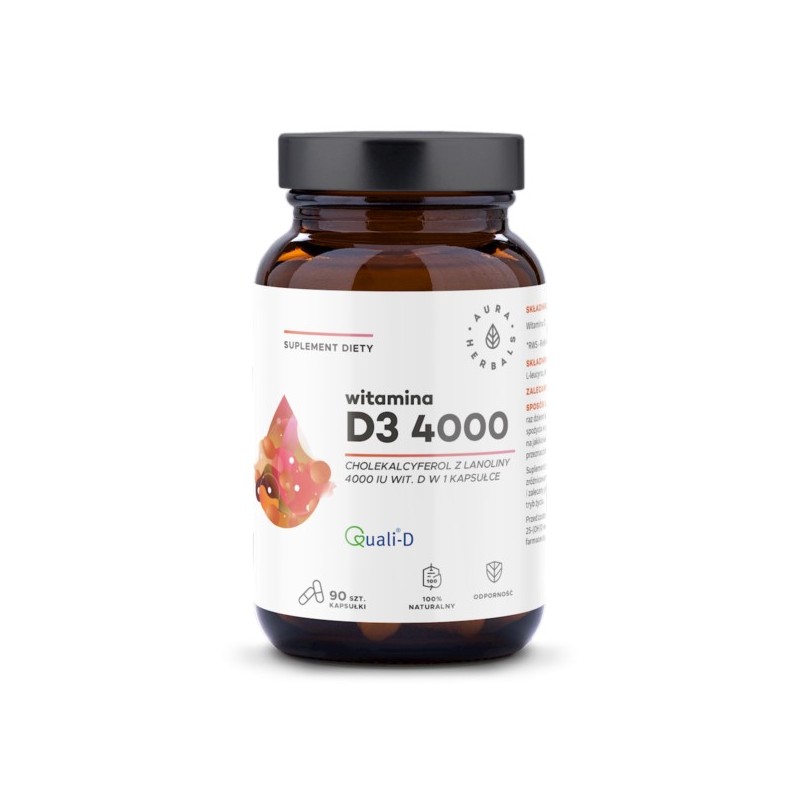 Aura Herbals Witamina D3 4000 90 k z lanoliny