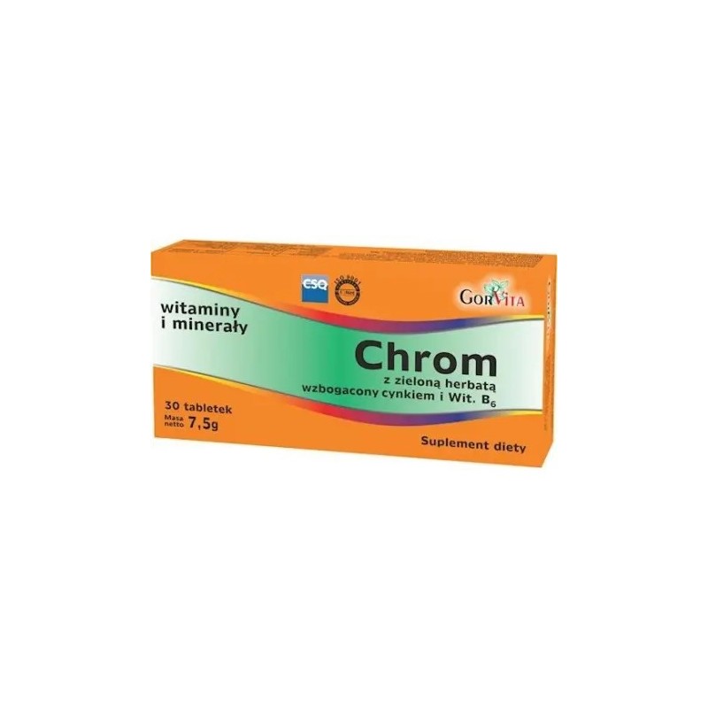 Gorvita Chrom z zieloną herbatą cynkiem i B6 30 t.