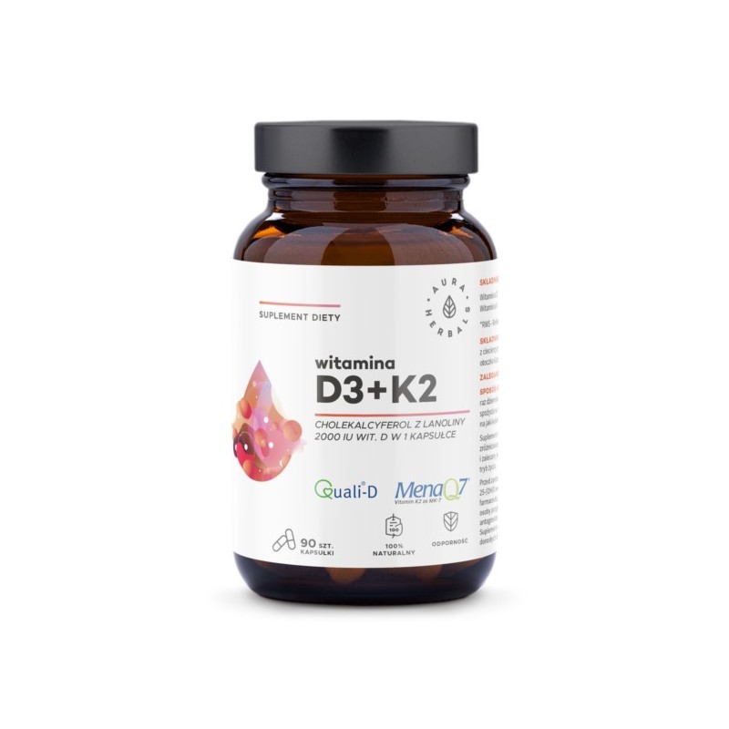Aura Herbals Witamina D3 2000  K2 90 kapsułek