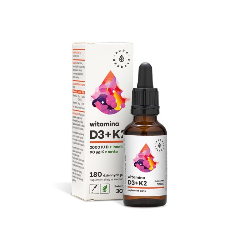Aura Herbals Witamina D3 2000 K2 Mk7 30 Ml
