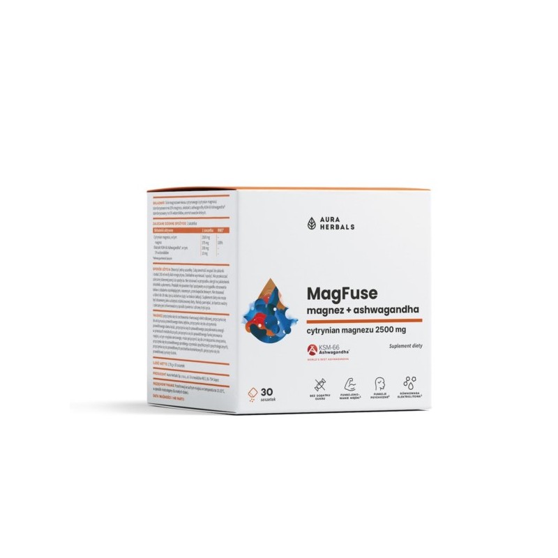 Aura Herbals MagFuse magnez ashwagandha 30 sasz