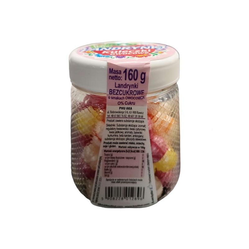 Aka Landrynki Kuleczki Owocowe 0% Cukru 160 G