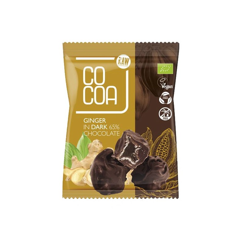 Cocoa Imbir kandyzowany w ciemnej czekoladzie bio