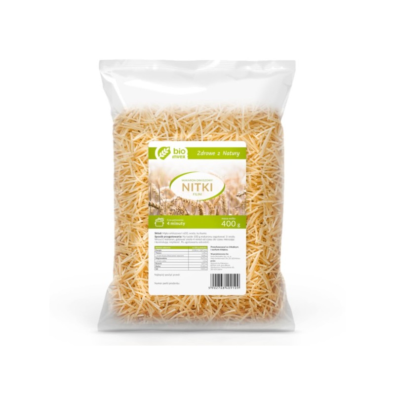 BIO invex Makaron orkiszowy nitki 400 g