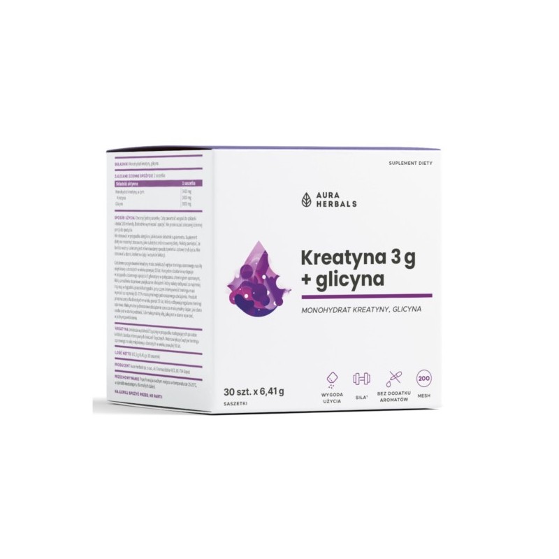 Aura Herbals Kreatyna monohydrat 3 g + glicyna 30s