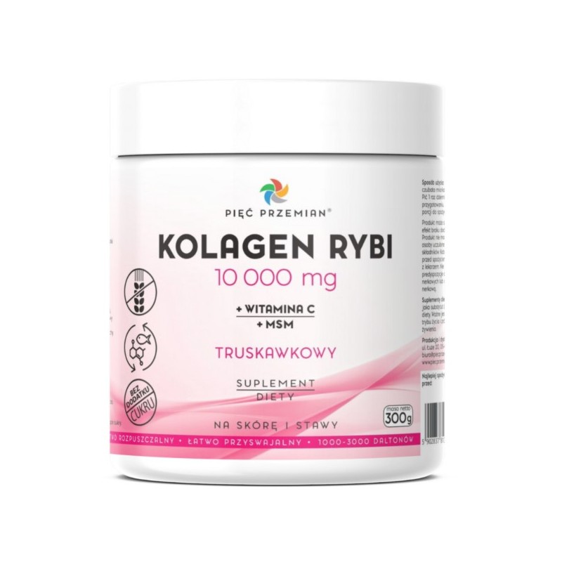 Pięć Przemian Kolagen Rybi truskawkowy 300 g  MSM