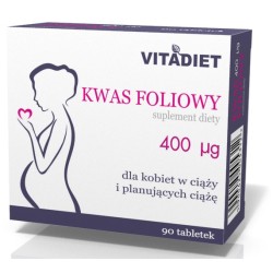 Vitadiet Kwas Foliowy 400Mcg 90 T. Dla Ciężarnych