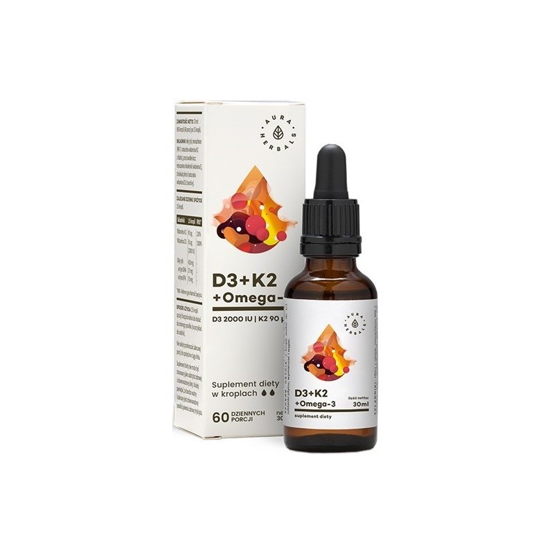 Aura Herbals Witamina D3  K2  Omega 3  30Ml